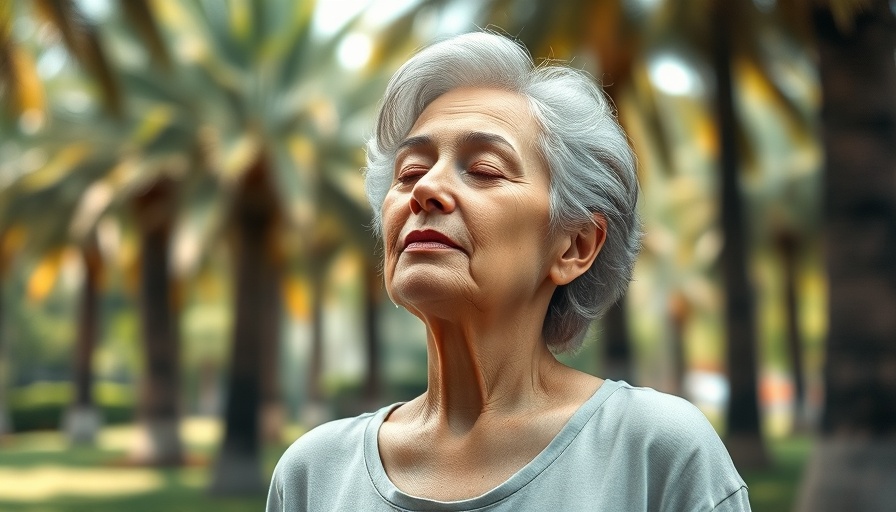 Serene meditation in nature highlights trends and innovations in senior care.
