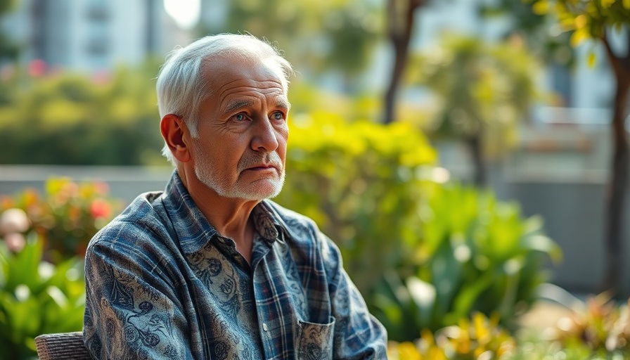 Older man experiencing Medi-Cal funding cuts impact in California garden