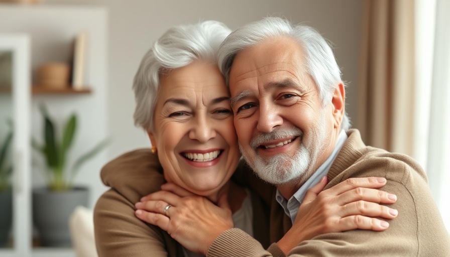 Happy senior couple smiling warmly, discussing assets before moving into assisted living.