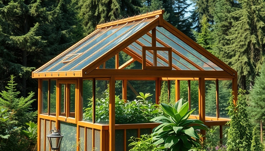 Greenhouse tips: Wooden garden greenhouse in forest setting.
