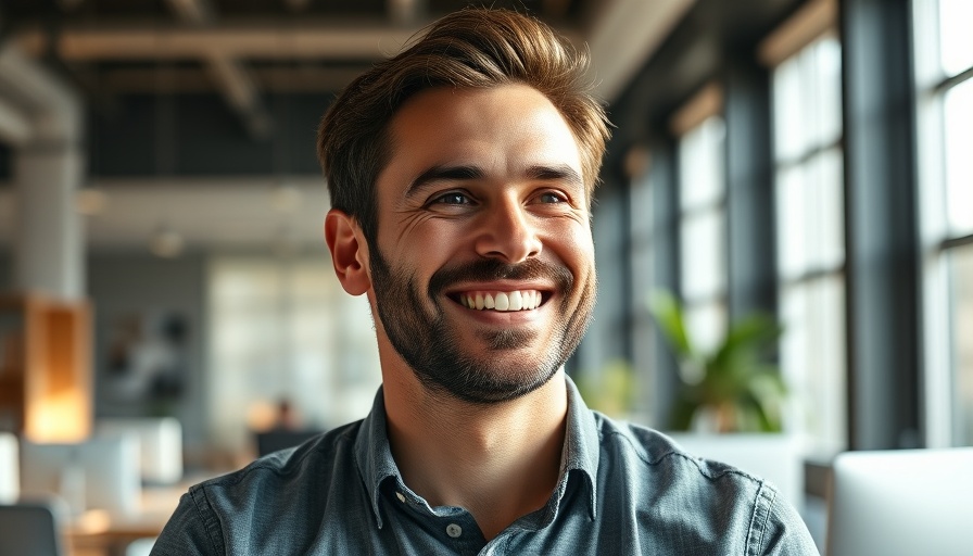 Confident man starting a new career path in his 60s at an office.