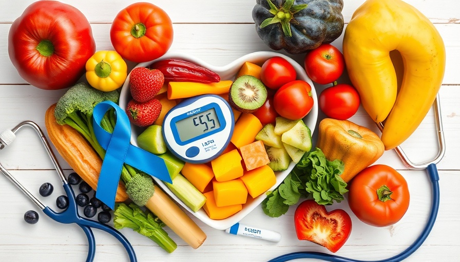 Healthy lifestyle representation with glucometer and vegetables for early diabetes symptoms.