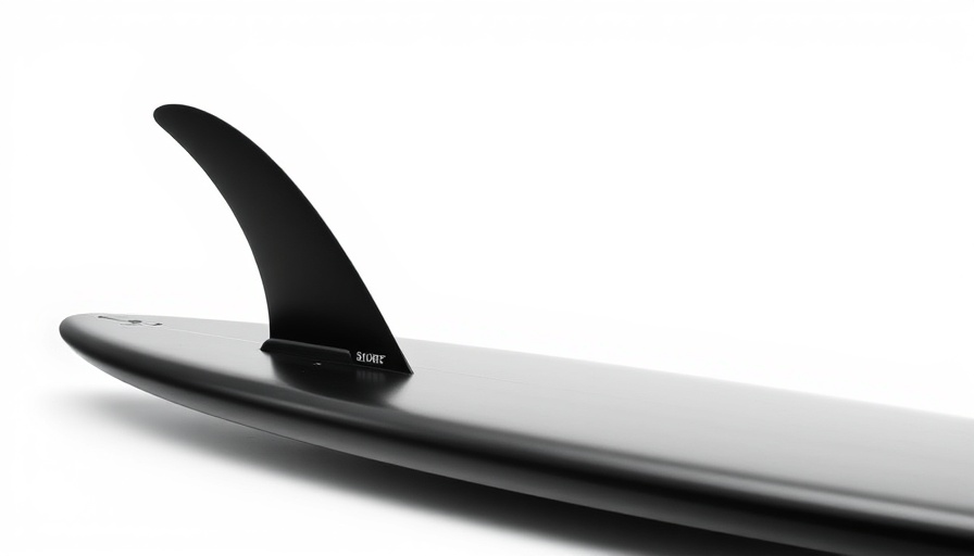 Quad surfboard fin setup on sleek black board.
