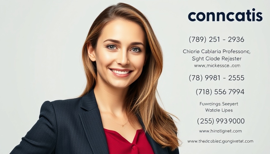 Real estate advertisement featuring a confident woman.