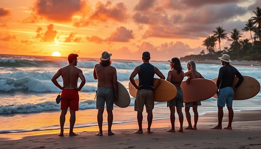 Surfers building surf confidence at sunset on beach