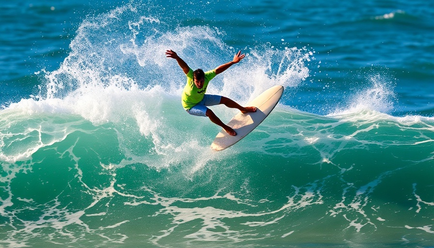 Surfer performing aerial maneuver at Vans Jack’s Surfboards Pro