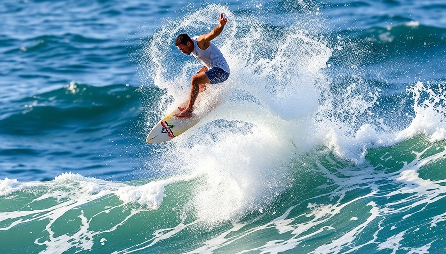 Surfer at Vans Jack's Surfboards Pro executing a wave trick.