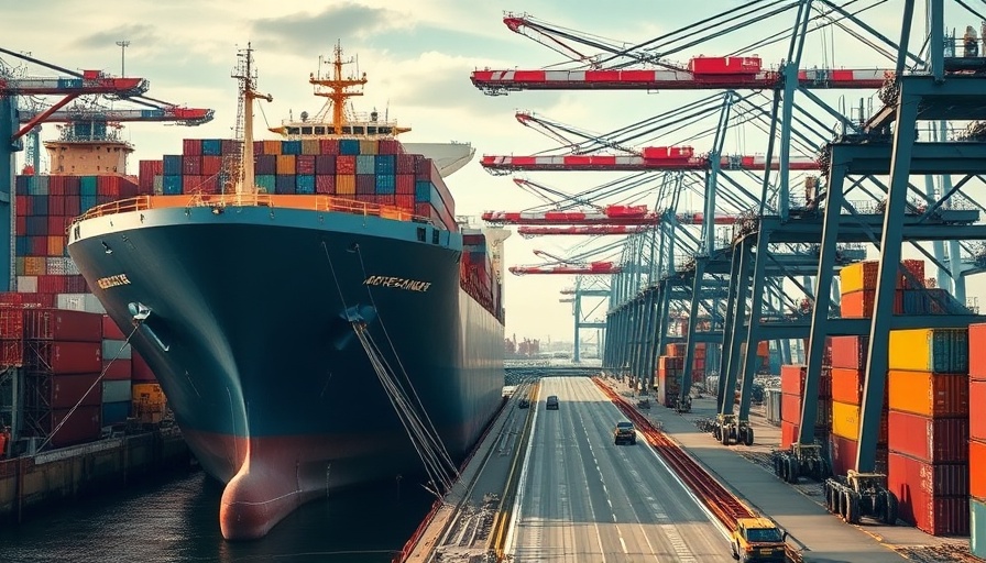 London Gateway port expansion featuring a large cargo ship.