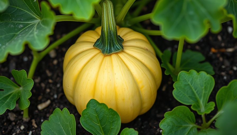 Young butternut squash on vine, ideal for planting season advice