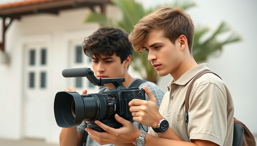 Two young men operating camera, supported by Run Seal Beach grants.