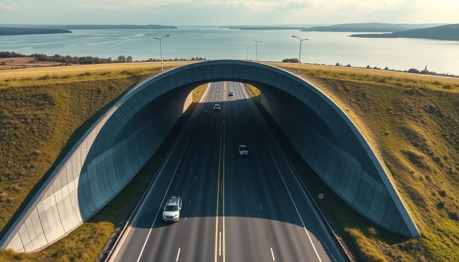 Aerial view of Lower Thames Crossing highway emerging from landscape.