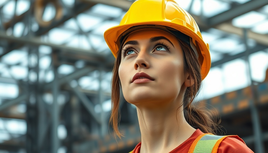 Empowering Women in Construction with AI: Focused woman in hard hat.
