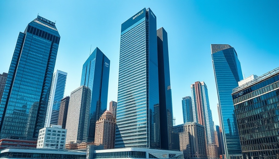 Skyline view of the Borough Triangle project skyscrapers against clear sky.