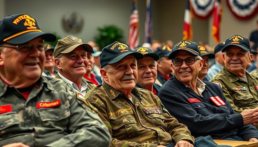 Vietnam veterans gathering, smiling and engaged, at an event.