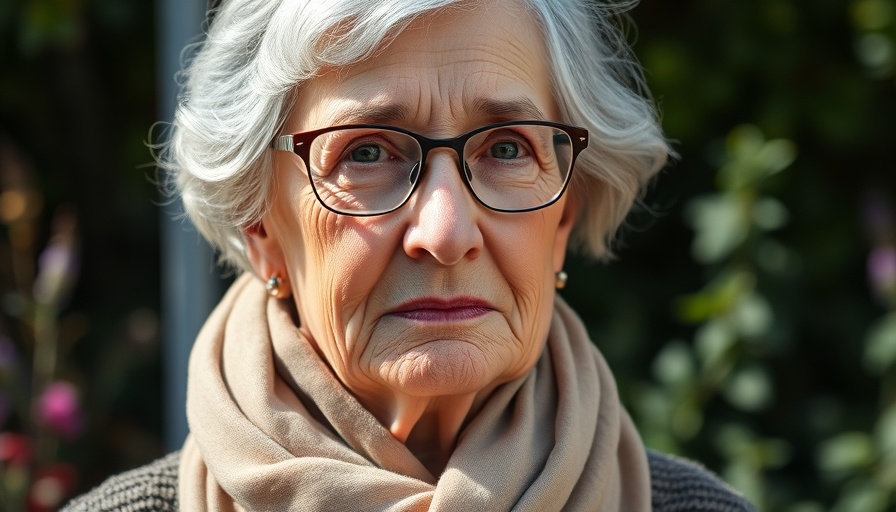 Elderly woman outdoors reflecting on healthcare threats.