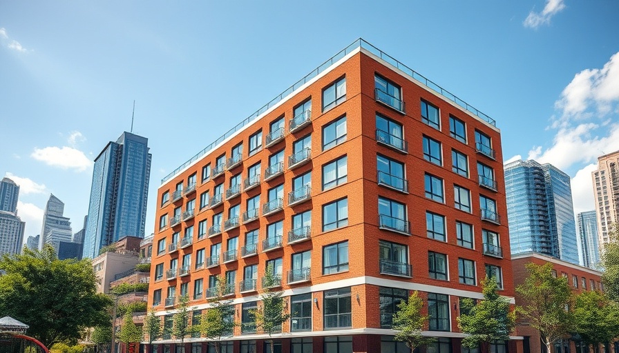 Office to residential conversion building with London skyline.