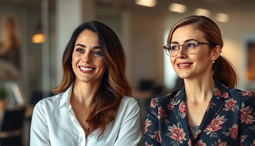 Two women discussing in an office setting, Aging in Media.