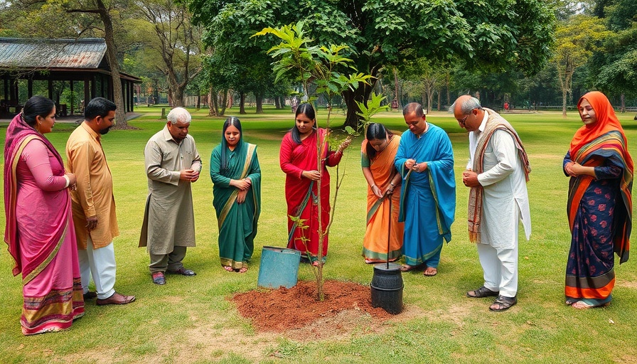 Huntington Beach Cherry Blossom Ceremony with group planting tree.