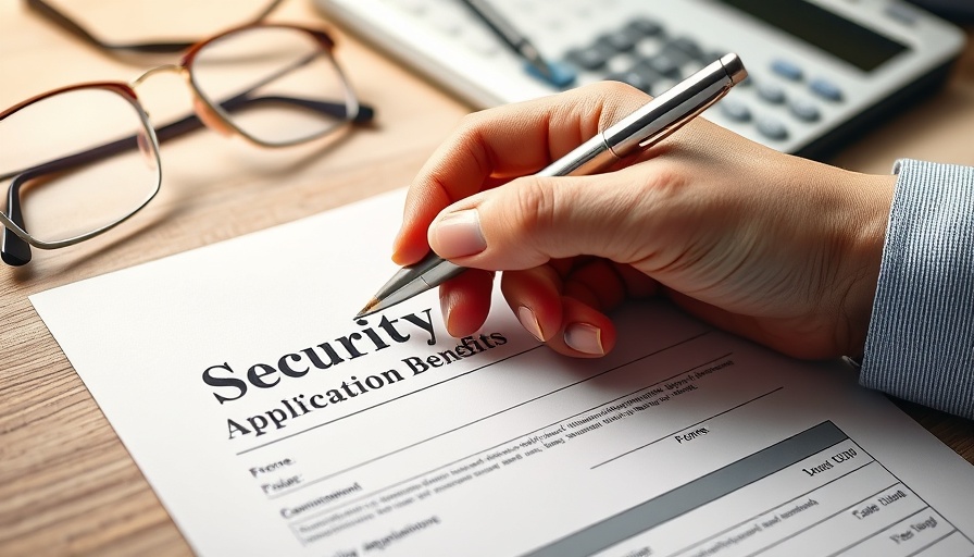 Social Security benefits application form with calculator and pen, related to threats to Social Security.