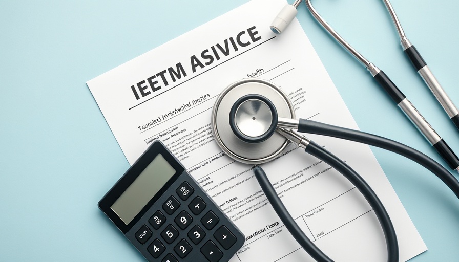 Medicare Advantage costs visualized with health form, stethoscope, calculator.