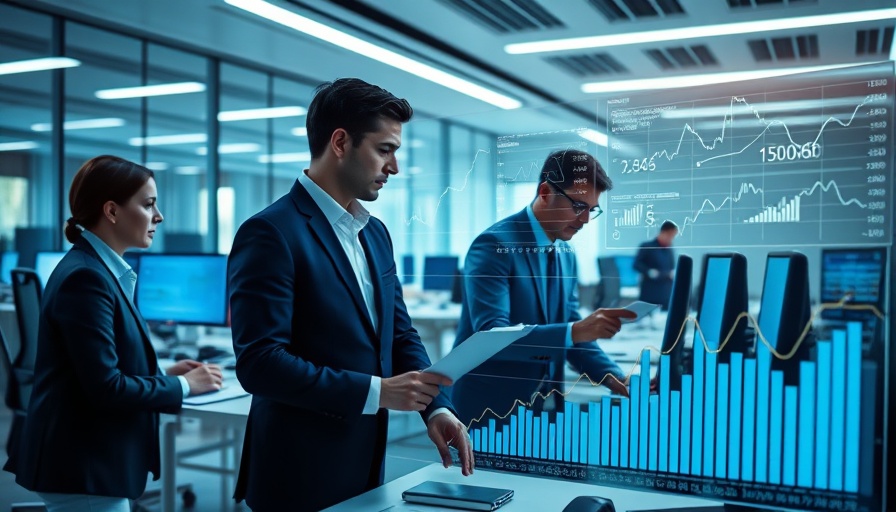 Modern office with professionals analyzing pharmaceutical sales trends.
