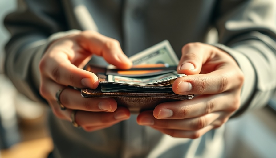 Hands examining wallet with cards and bills, related to Swedish wage deal 6.4%.