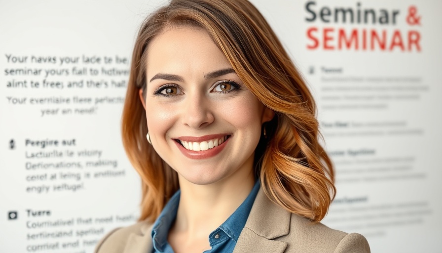 Promotional banner for HR seminar on job searching challenges featuring smiling woman.