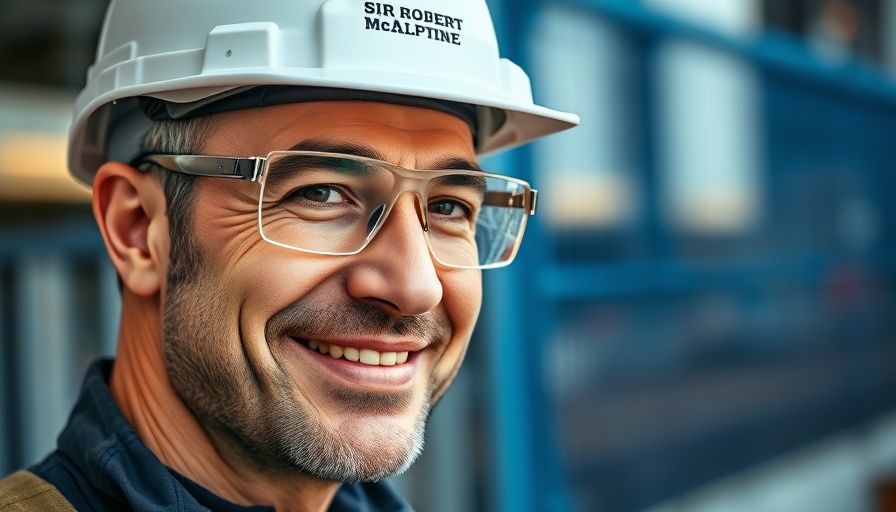 Sir Robert McAlpine worker on site in urban setting.