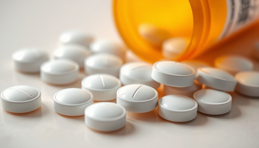 White tablets and prescription bottle for osteoarthritis pain relief.