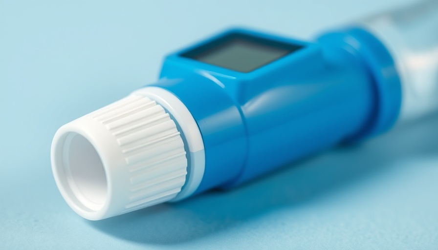Close-up of spirometer with mouthpiece on blue background, race-neutral spirometry equations.