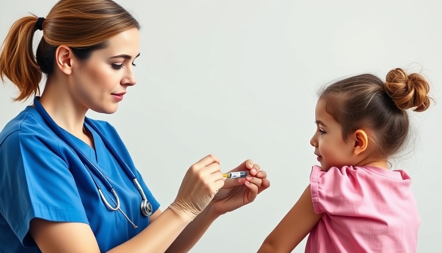 Nurse vaccinates young girl with mother watching in clinic room.