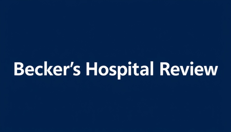 Becker's Hospital Review logo with city skyline background.