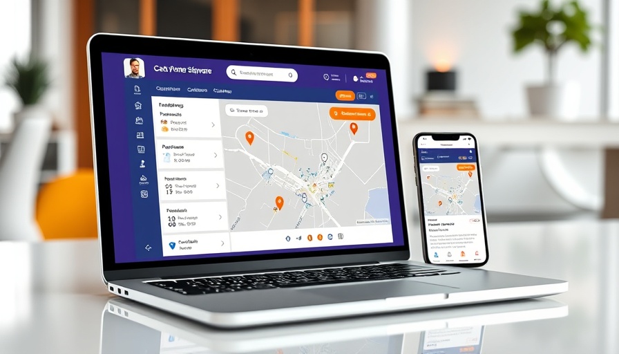 User-friendly plumbing software interface on laptop and smartphone.