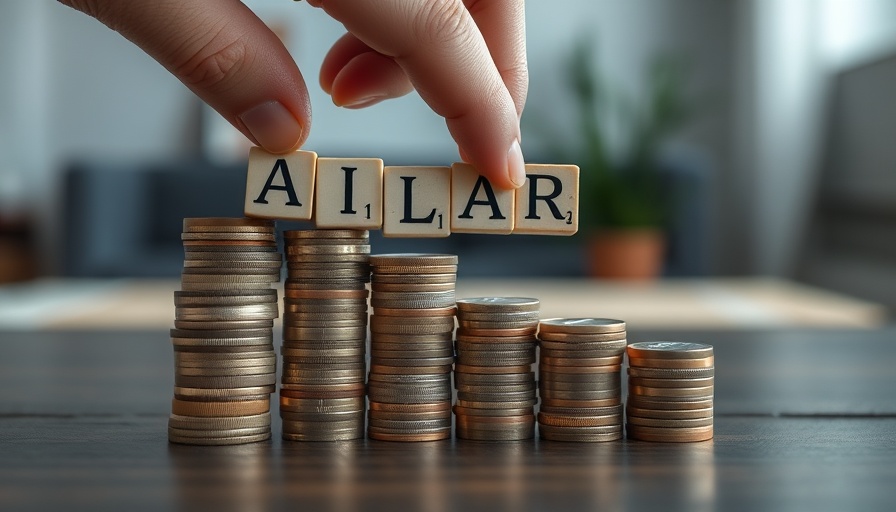 Stacked coins with blocks spelling 'SALARY' highlighting CEO pay disparity.