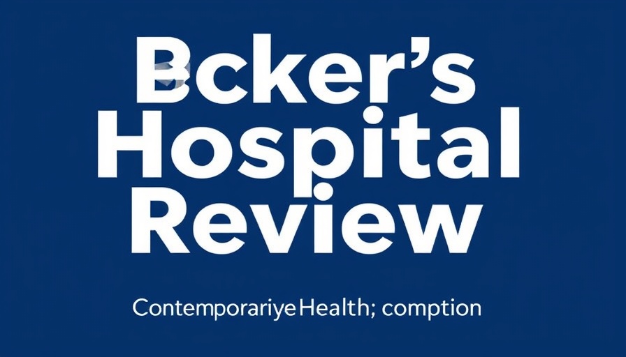 Text 'Becker's Hospital Review' with city silhouette.