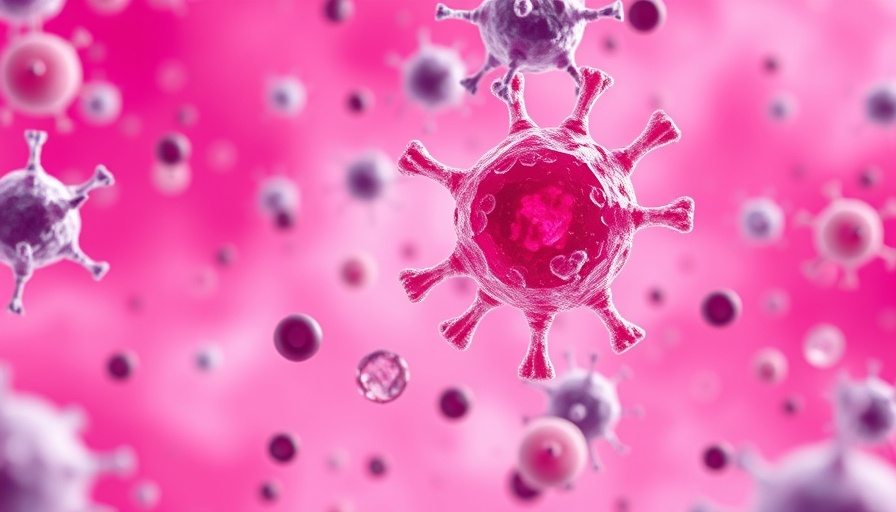 Colorful depiction of cells and antibodies for follicular lymphoma research.