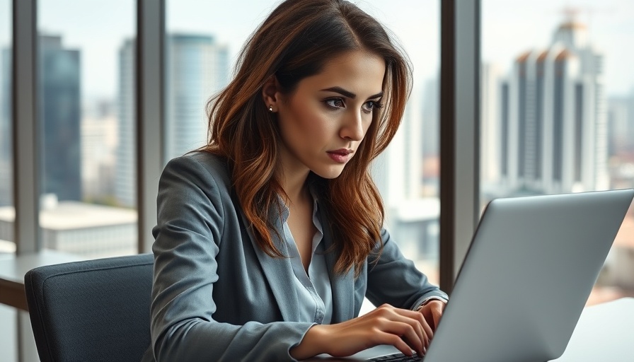 Businesswoman reviewing TCS variable pay implementation data on laptop.