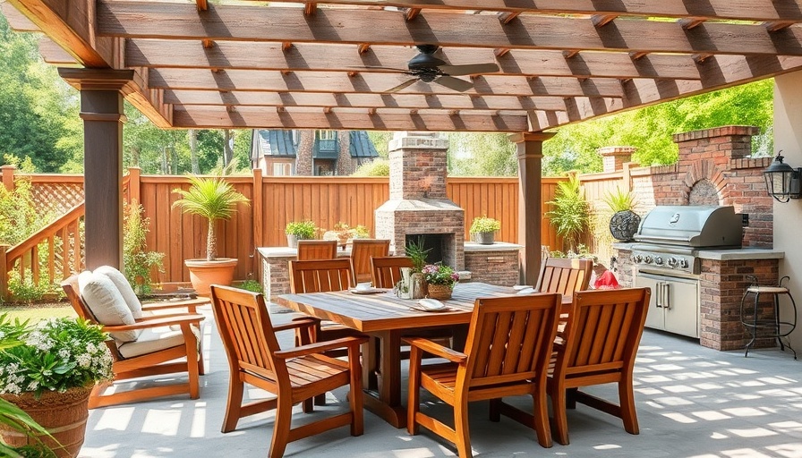 Stylish outdoor dining area for small spaces with wooden furnishings and greenery.
