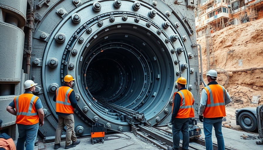 Birmingham HS2 tunnel breakthrough with expansive machinery and workers.