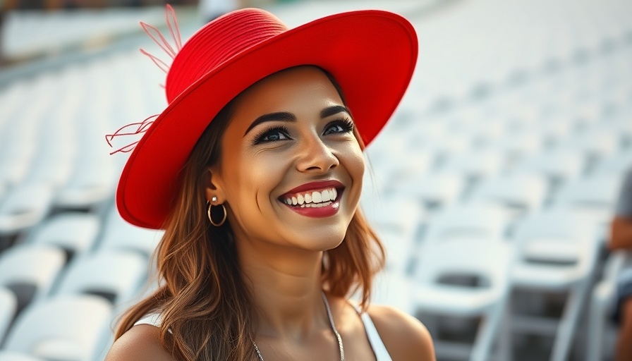 Smiling woman with red hat at Surf City Derby 2025 event.