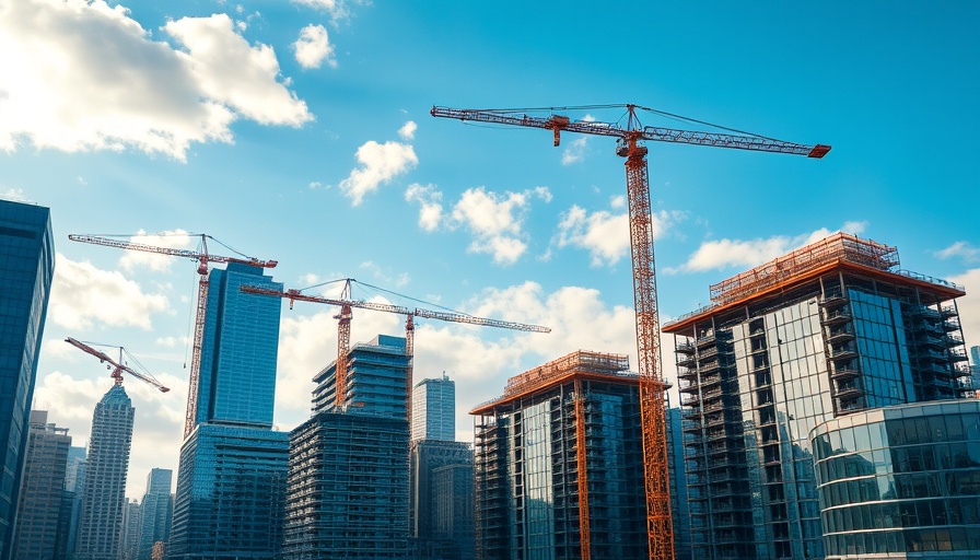 Construction site showing large buildings under development, symbolizing London new home starts plunge.