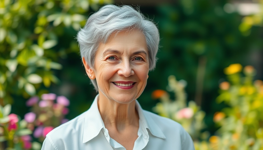 Smiling elderly woman in a garden, illustrating Medicare impact.