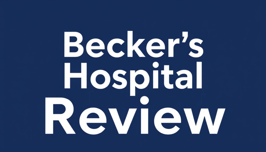 Healthcare transformation concept with city skyline and text design.