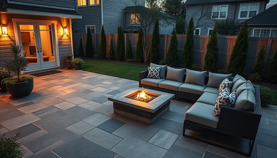 Modern patio hardscaping design ideas featuring a stylish setup.