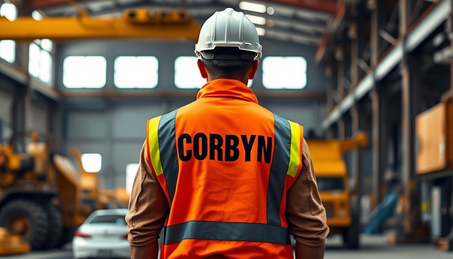 Corbyn Construction employee in vest inside a warehouse.