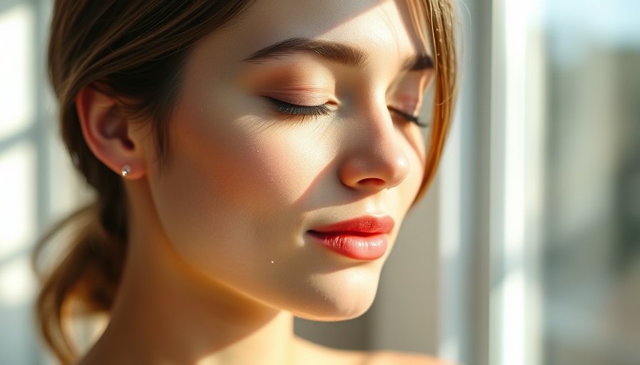 Woman applying hypochlorous acid skincare spray in soft sunlight.