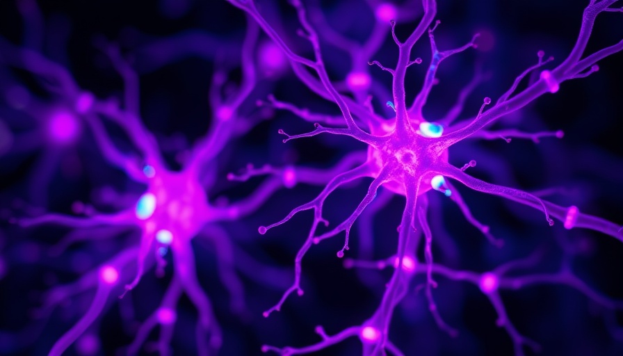 Abstract neural connections related to creatine supplements and Alzheimer's disease, vibrant purple and blue.
