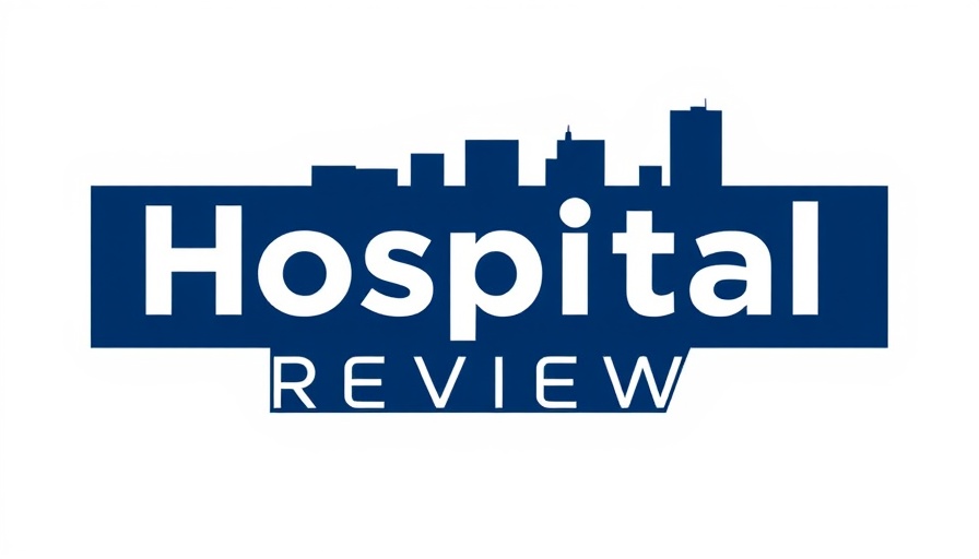 Trump tariffs impact on healthcare logo with urban skyline backdrop.