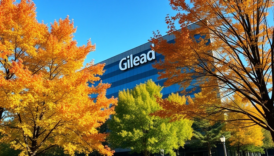 Gilead corporate office with autumn foliage.