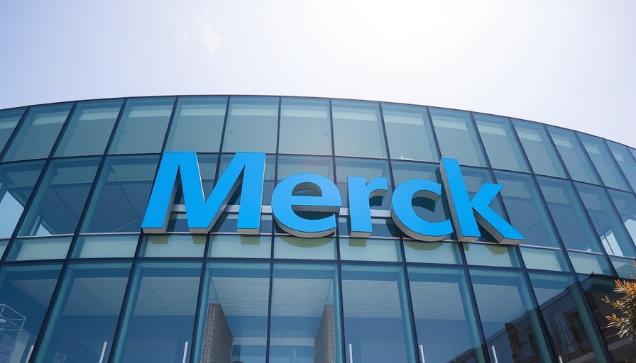 Merck Offer for MoonLake: Merck logo on building facade.